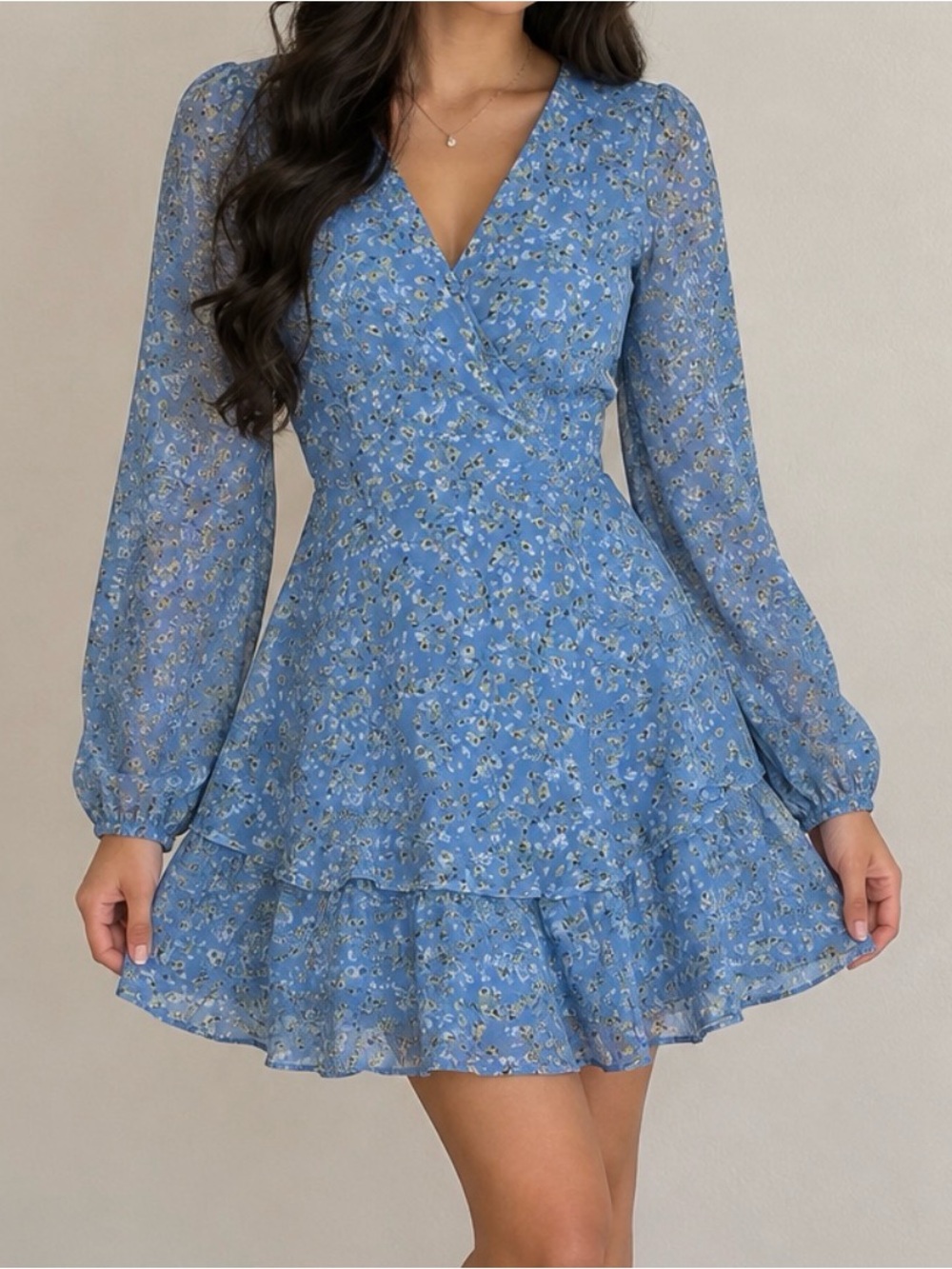 Marshalls Blue Floral Wrap Mini Dress